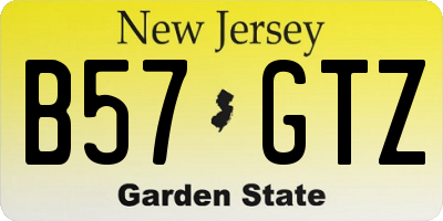 NJ license plate B57GTZ