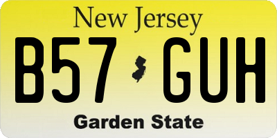 NJ license plate B57GUH