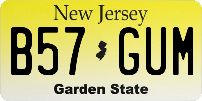 NJ license plate B57GUM