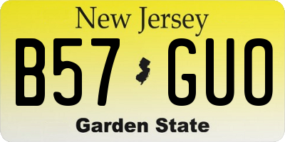 NJ license plate B57GUO