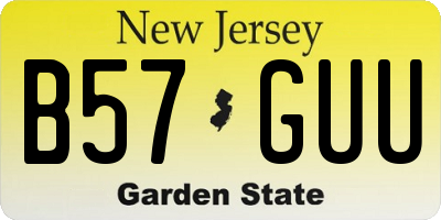 NJ license plate B57GUU