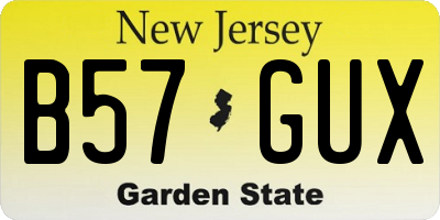 NJ license plate B57GUX
