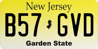NJ license plate B57GVD