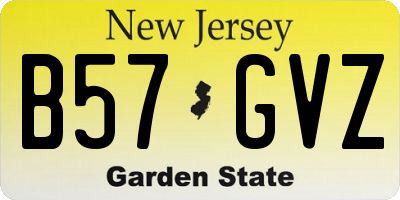 NJ license plate B57GVZ