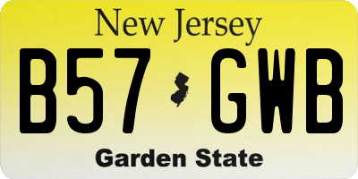 NJ license plate B57GWB