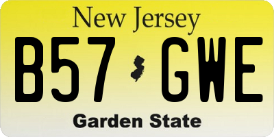 NJ license plate B57GWE