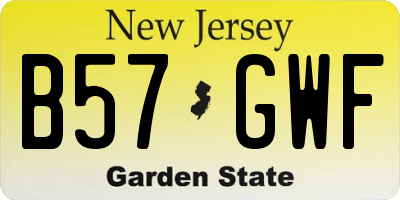 NJ license plate B57GWF