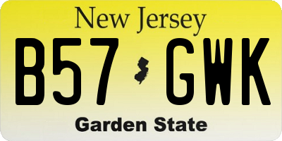 NJ license plate B57GWK