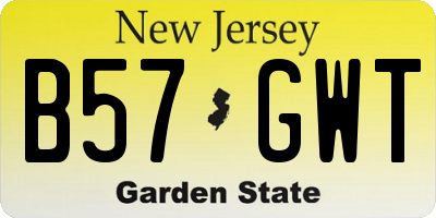 NJ license plate B57GWT