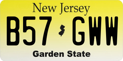 NJ license plate B57GWW