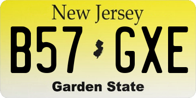 NJ license plate B57GXE