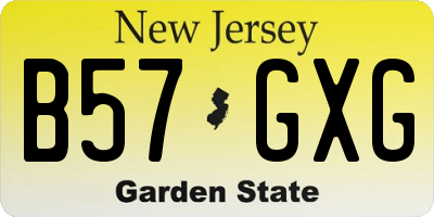 NJ license plate B57GXG