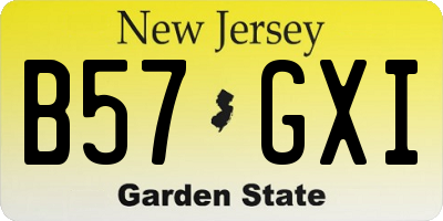 NJ license plate B57GXI