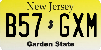 NJ license plate B57GXM