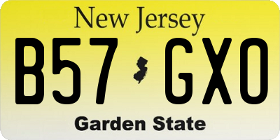 NJ license plate B57GXO