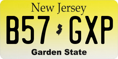 NJ license plate B57GXP