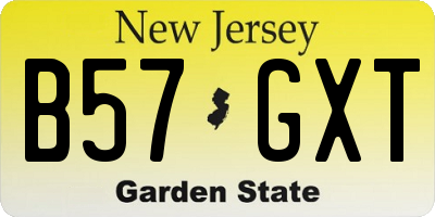 NJ license plate B57GXT