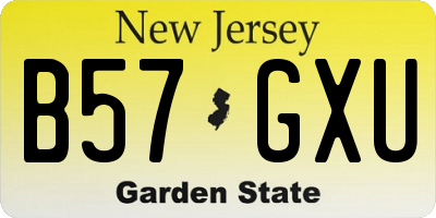 NJ license plate B57GXU