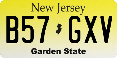 NJ license plate B57GXV