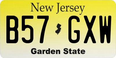 NJ license plate B57GXW