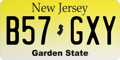 NJ license plate B57GXY
