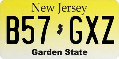 NJ license plate B57GXZ