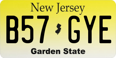 NJ license plate B57GYE
