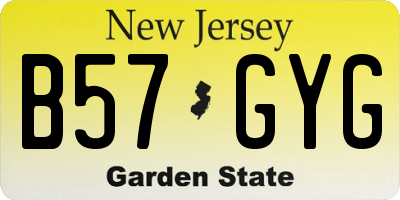 NJ license plate B57GYG