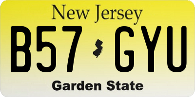 NJ license plate B57GYU