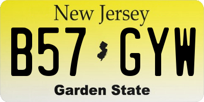 NJ license plate B57GYW