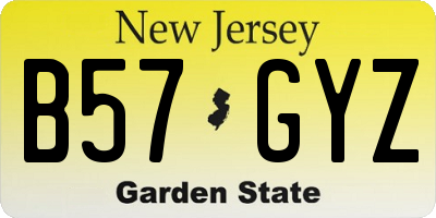 NJ license plate B57GYZ