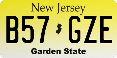 NJ license plate B57GZE