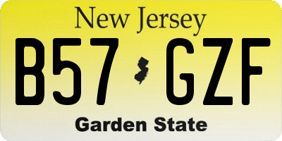 NJ license plate B57GZF