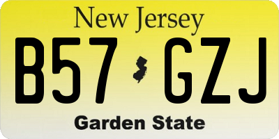 NJ license plate B57GZJ