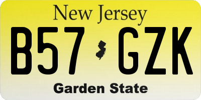 NJ license plate B57GZK