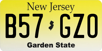 NJ license plate B57GZO