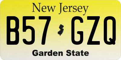 NJ license plate B57GZQ