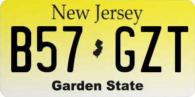 NJ license plate B57GZT