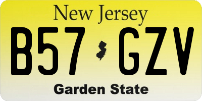 NJ license plate B57GZV