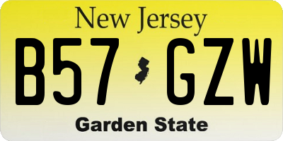 NJ license plate B57GZW