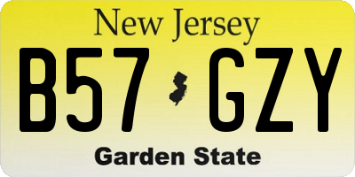 NJ license plate B57GZY
