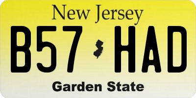 NJ license plate B57HAD