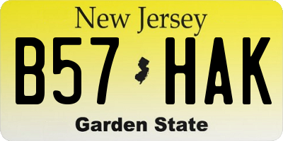 NJ license plate B57HAK