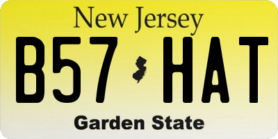 NJ license plate B57HAT