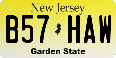 NJ license plate B57HAW