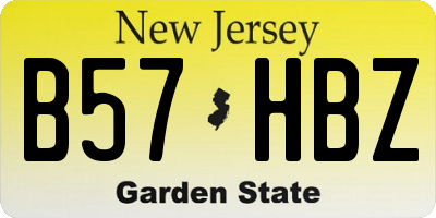NJ license plate B57HBZ