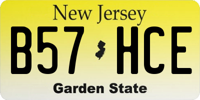 NJ license plate B57HCE