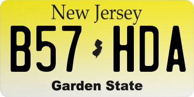NJ license plate B57HDA