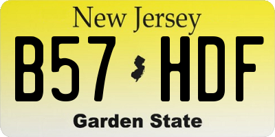 NJ license plate B57HDF