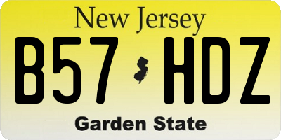 NJ license plate B57HDZ
